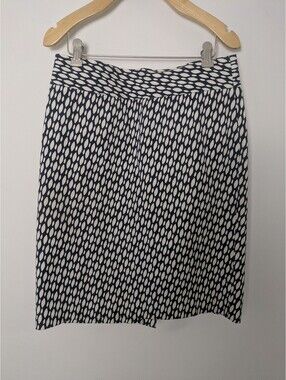 Banana Republic Navy Blue Geometric Pencil Skirt – Size 6 Textured Midi Skirt